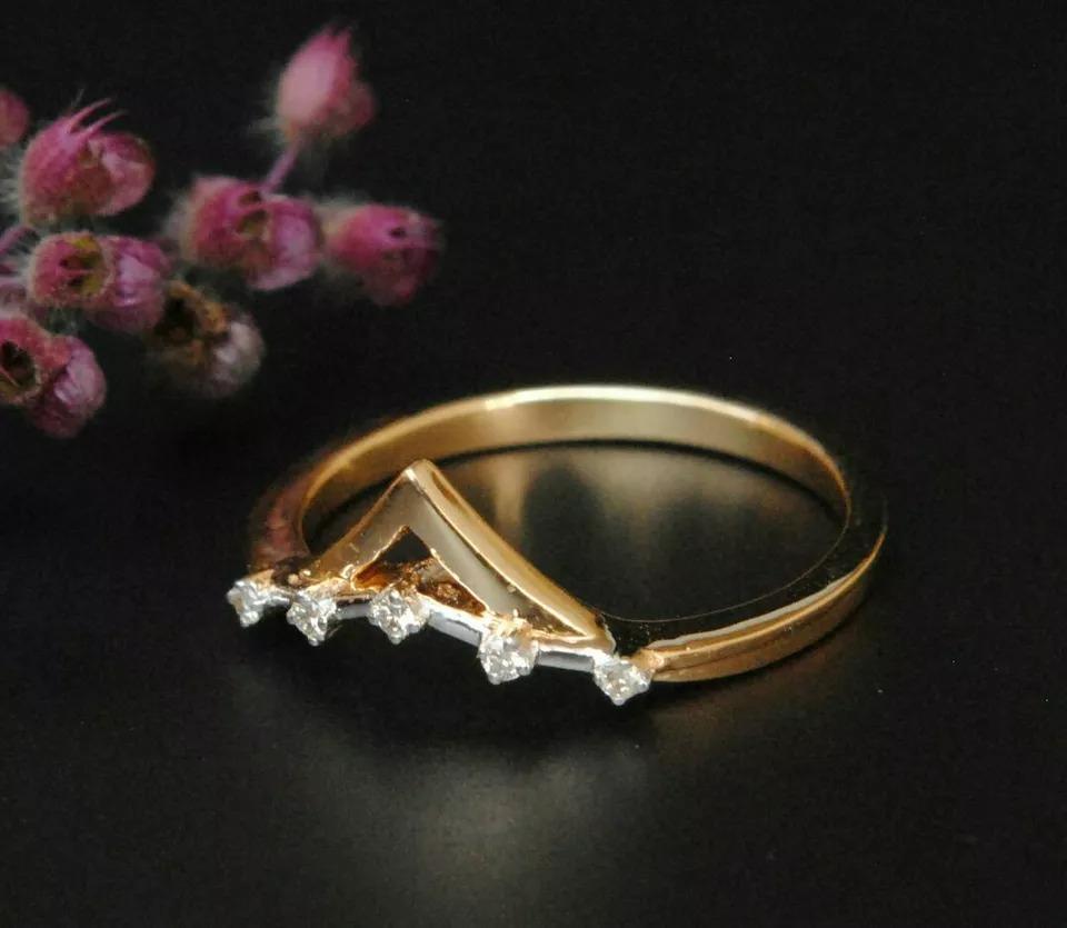 Double Chevron Diamond Ring 14k Solid Gold Tiara Crown Ring Bridal Wedding Ring
Light weight can be worn everyday

Additional information:
Condition: New with tags: A brand-new, unused, and unworn item (including handmade items) in the original