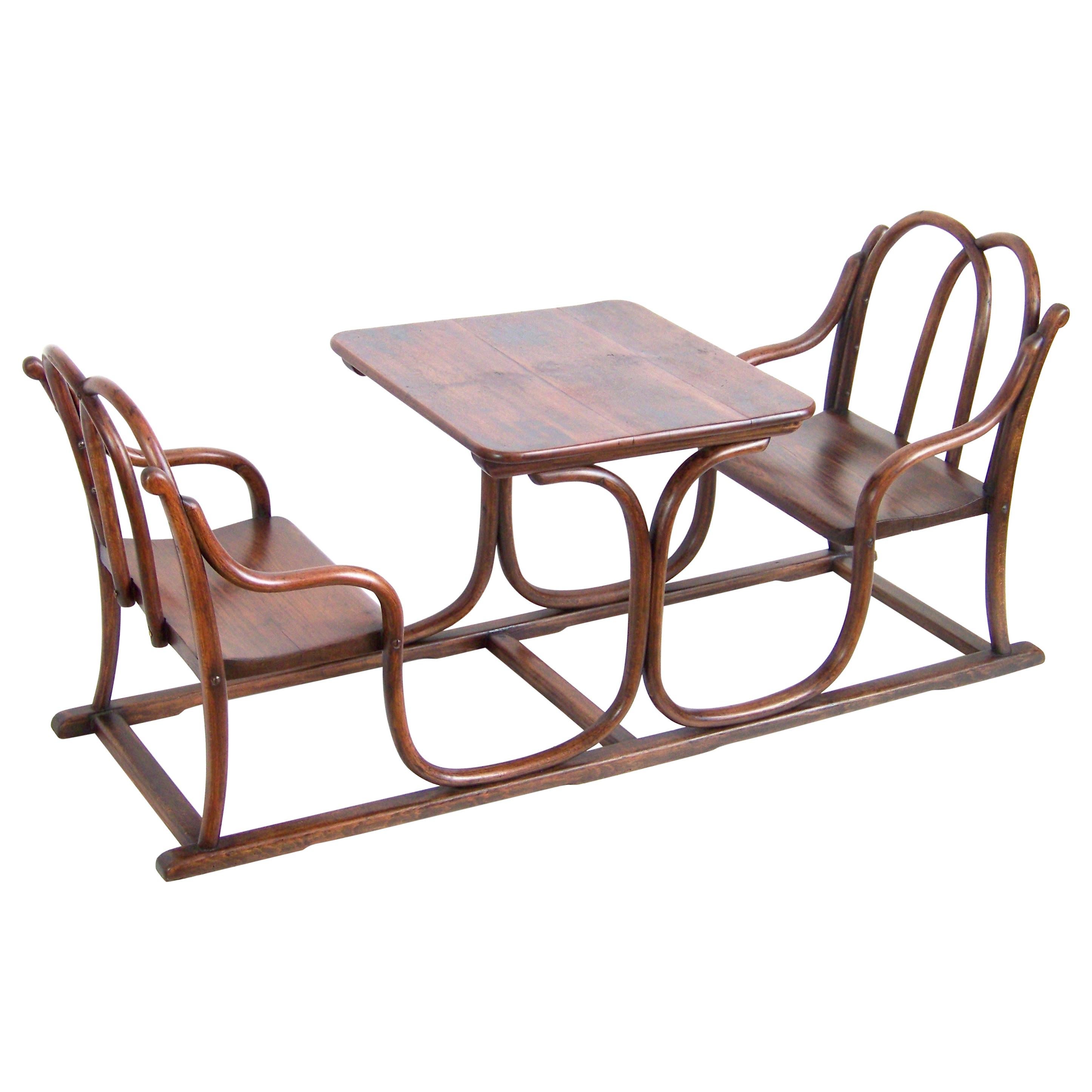 Double Children's Bench, Chair, with Table Thonet, from 1885