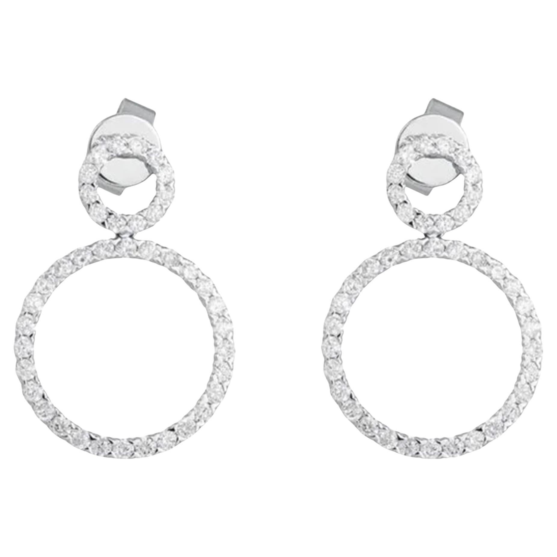 1.20ct Diamond Double Circle 14K Gold Statement Earrings