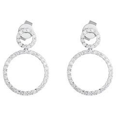1.20ct Diamond Double Circle 14K Gold Statement Earrings