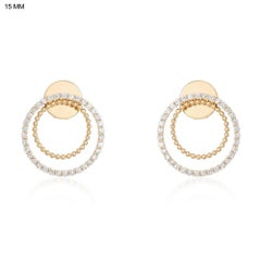 Double Circle 14K (or 18k upon request) Yellow Gold Diamond Stud Earrings