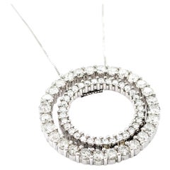 Double Circle 1.75ct Diamond Pendant In White Gold