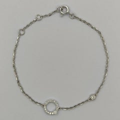 Double Circle Diamond Bracelet in 18K White Gold