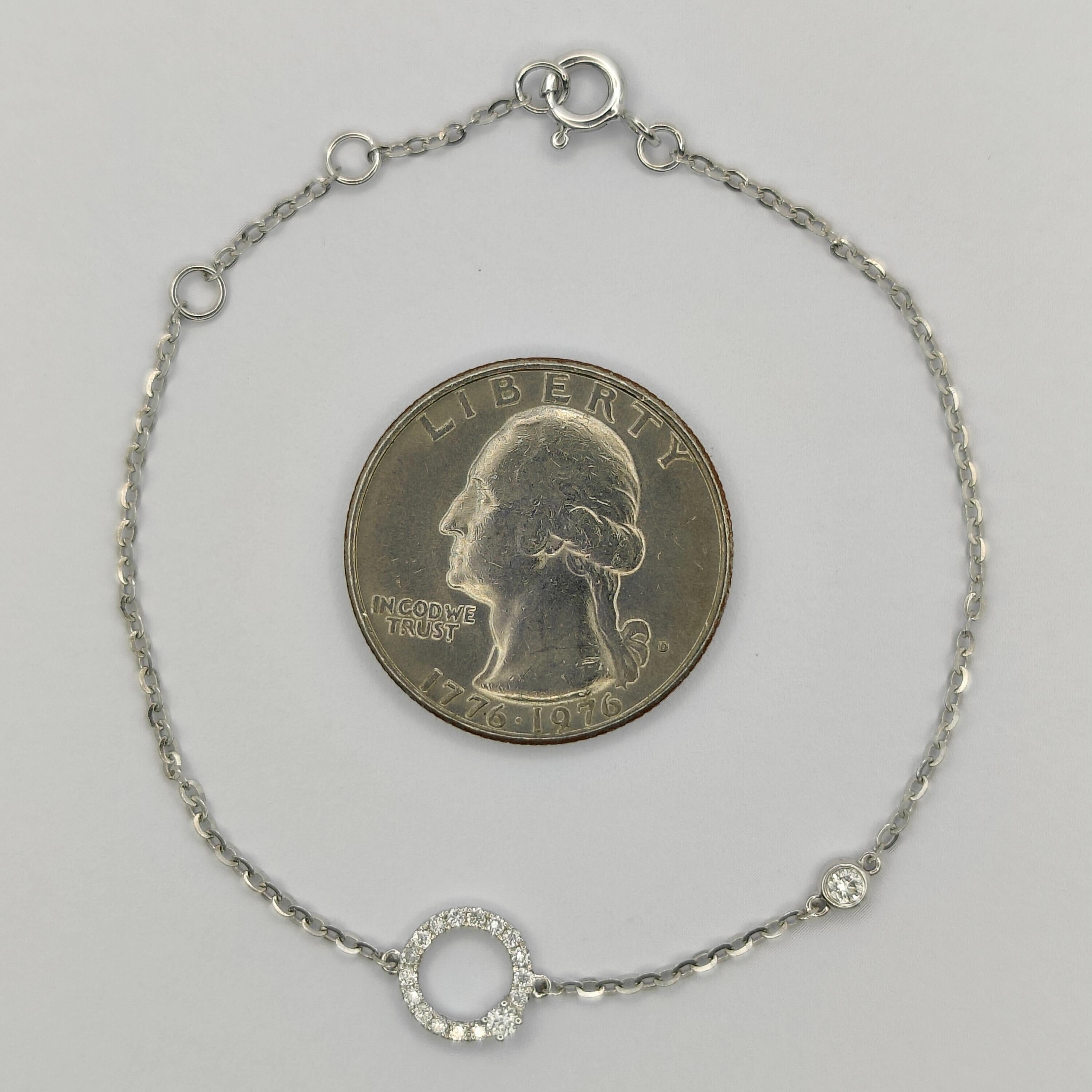 Doppelkreis-Diamant-Armband aus 18 Karat Weißgold (Zeitgenössisch) im Angebot