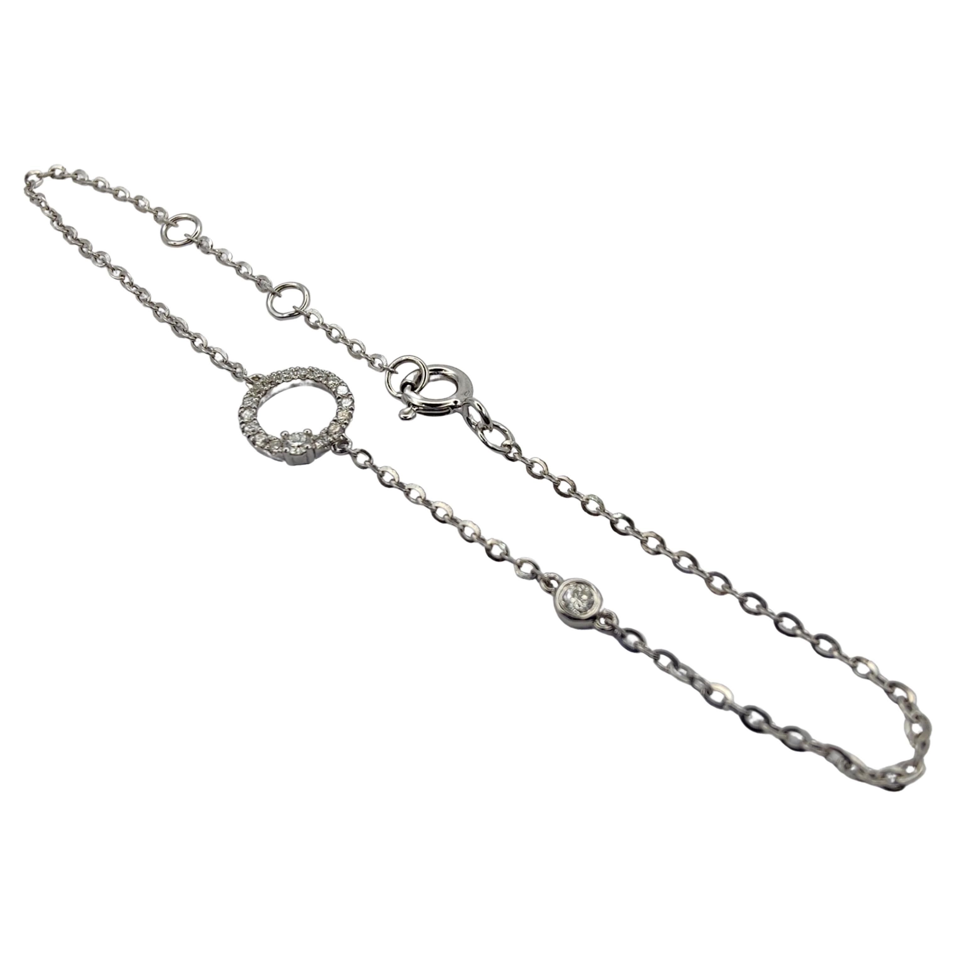 Double Circle Diamond Bracelet in 18K White Gold