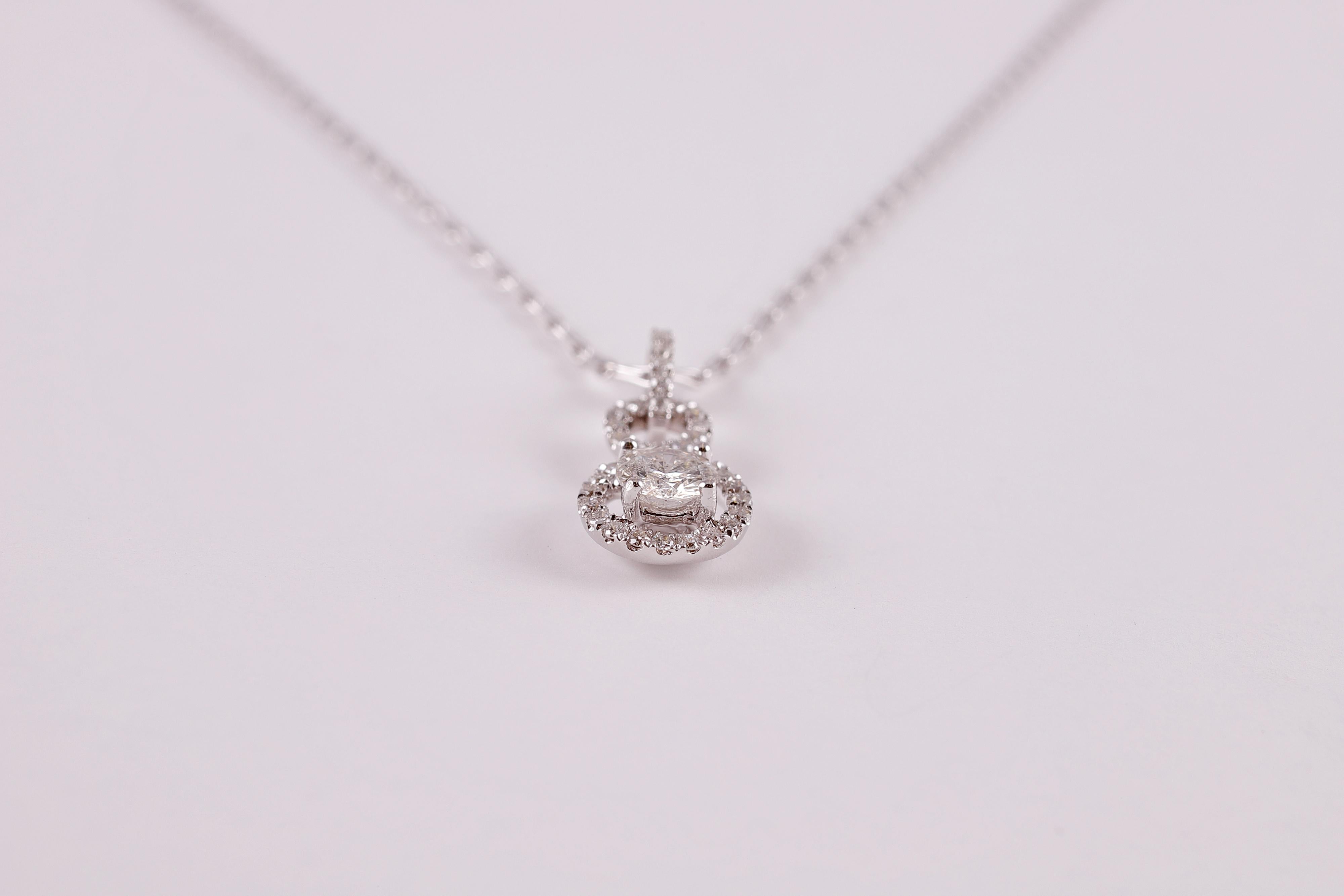 Women's or Men's Double Circle Diamond Halo Necklace