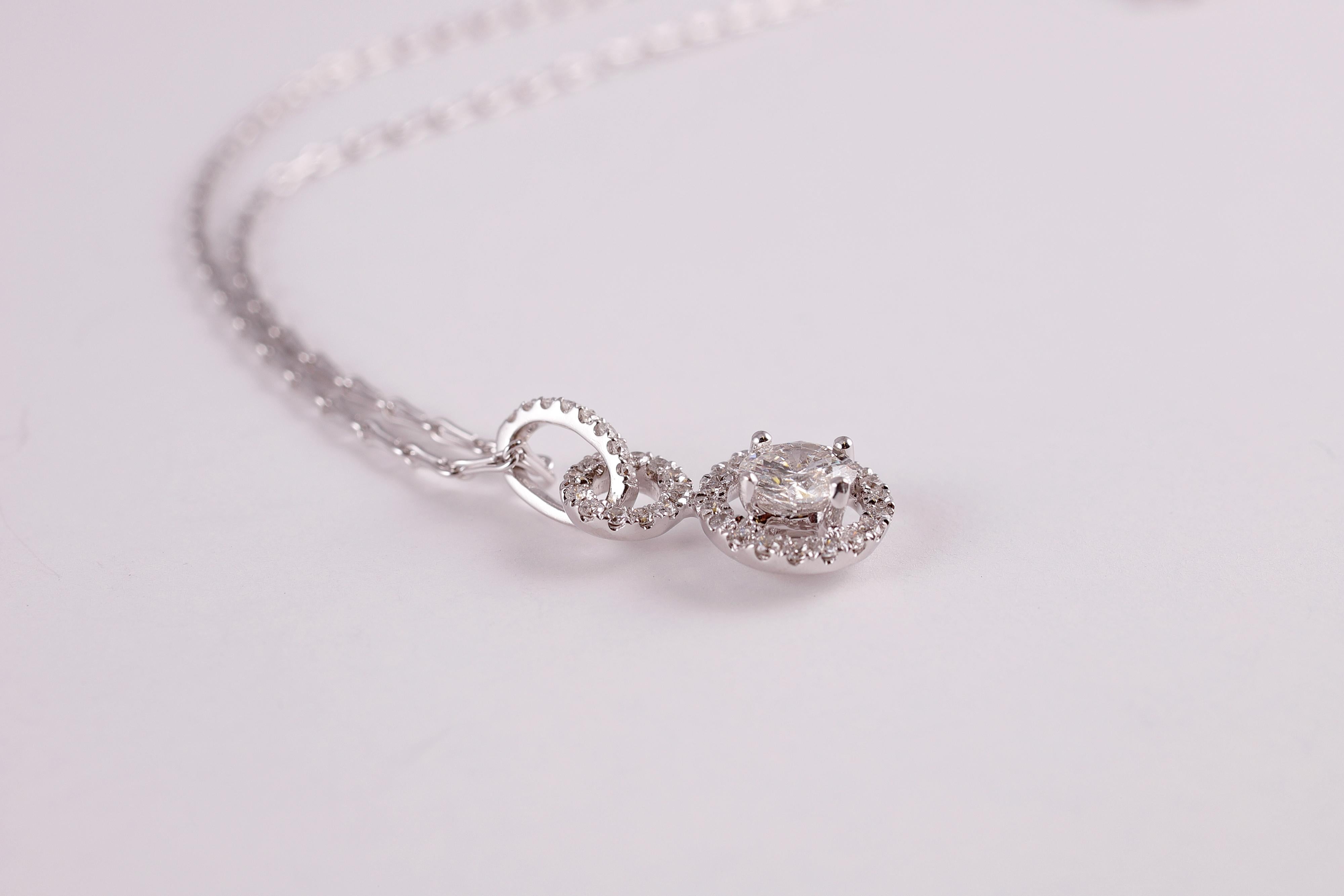 Double Circle Diamond Halo Necklace 5