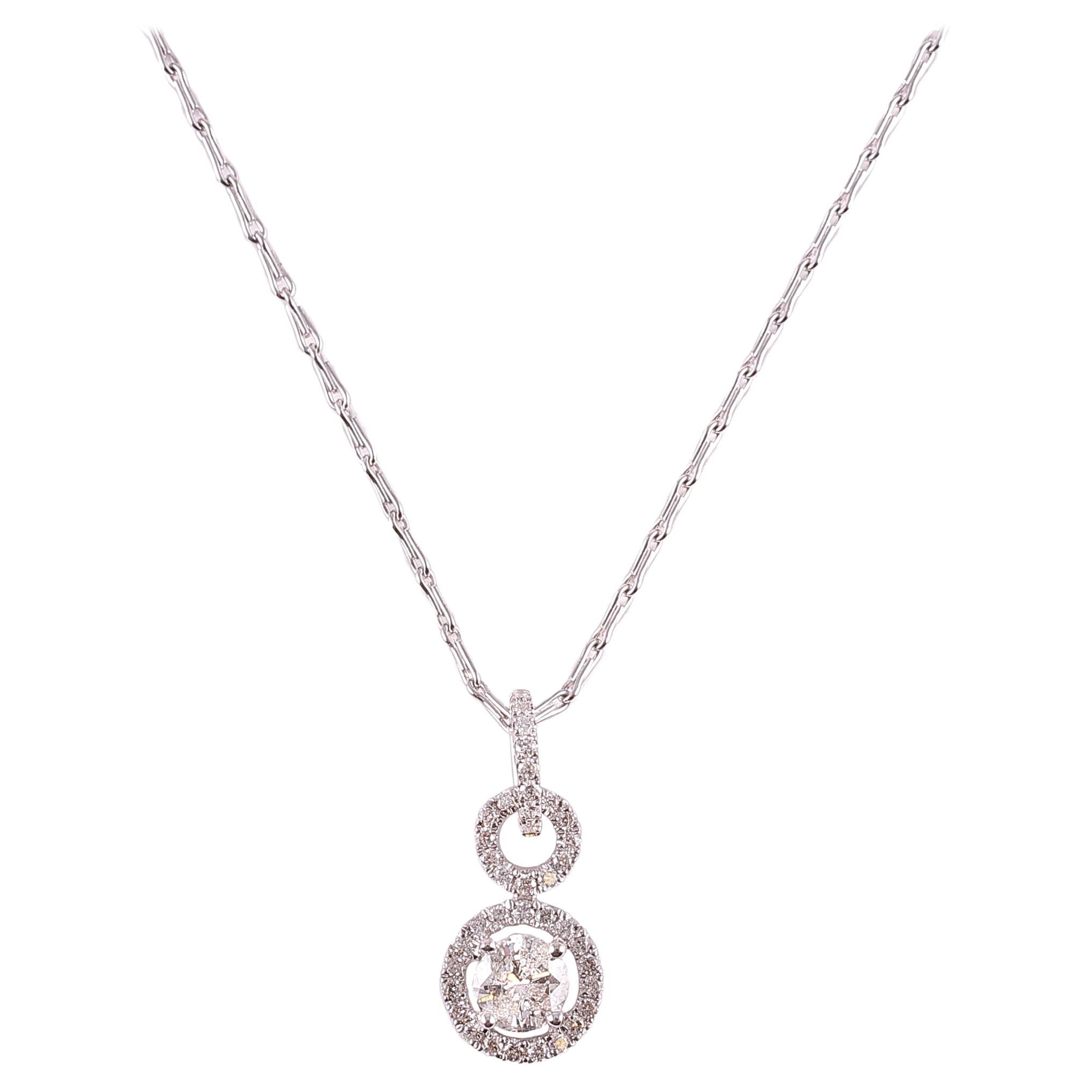 Double Circle Diamond Halo Necklace