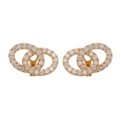 Double Circle Overlap Earrings with diamonds in 18K Yellow Gold