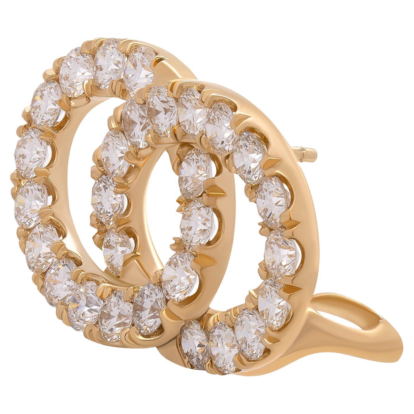 Double Circle Overlap-Ohrringe mit Diamanten aus 18 Karat Gelbgold