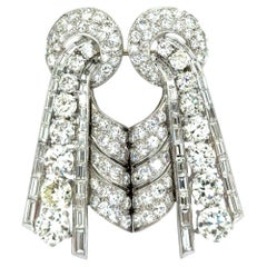 Double Clip Brooch with Old Cut Diamonds in Platinum 950
