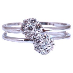 Anillo de oro de 18 quilates con doble racimo de diamantes naturales de 0,26 ct