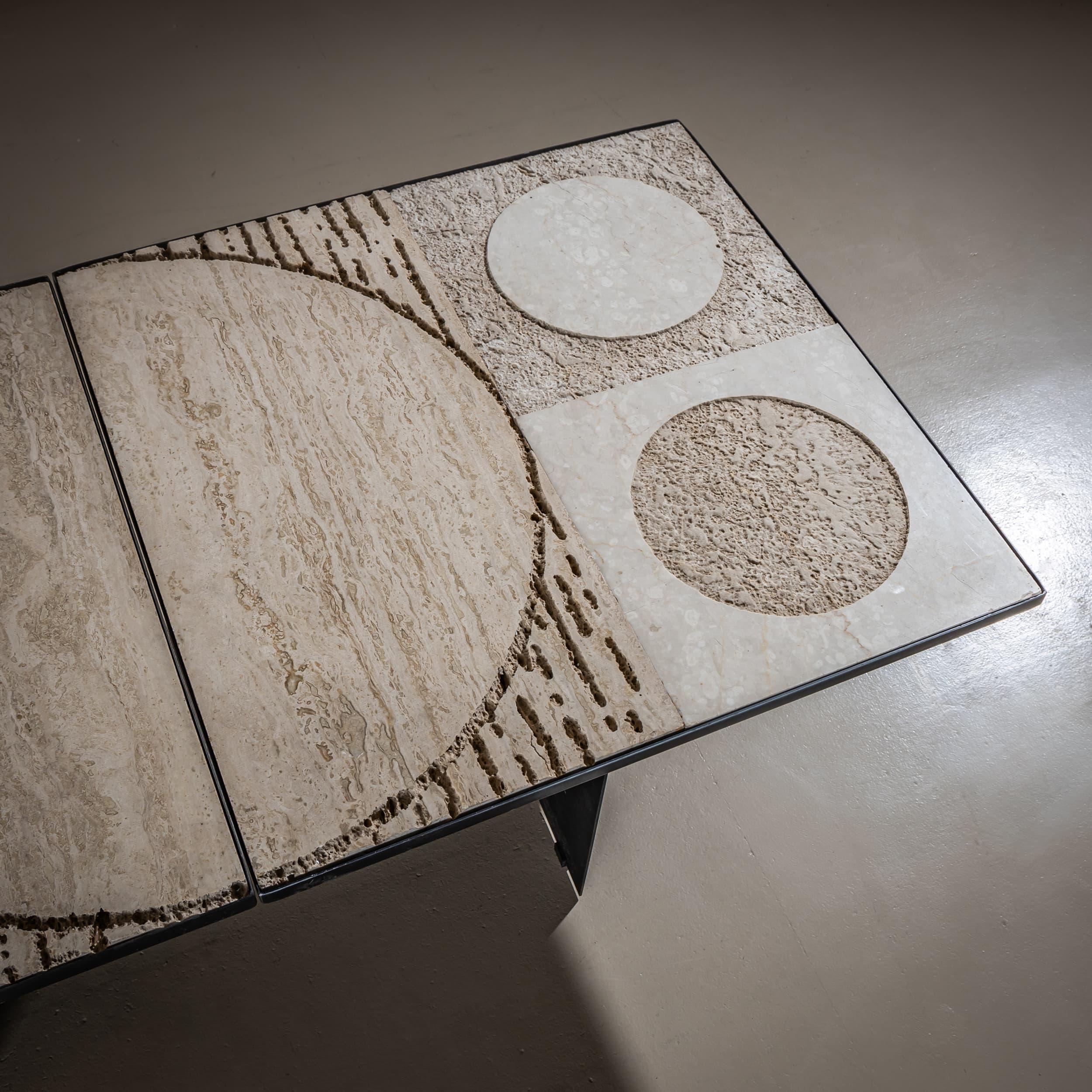 Metal Double Coffee Table attributed to Grupo NP2, Nerone e Patuzzi For Sale