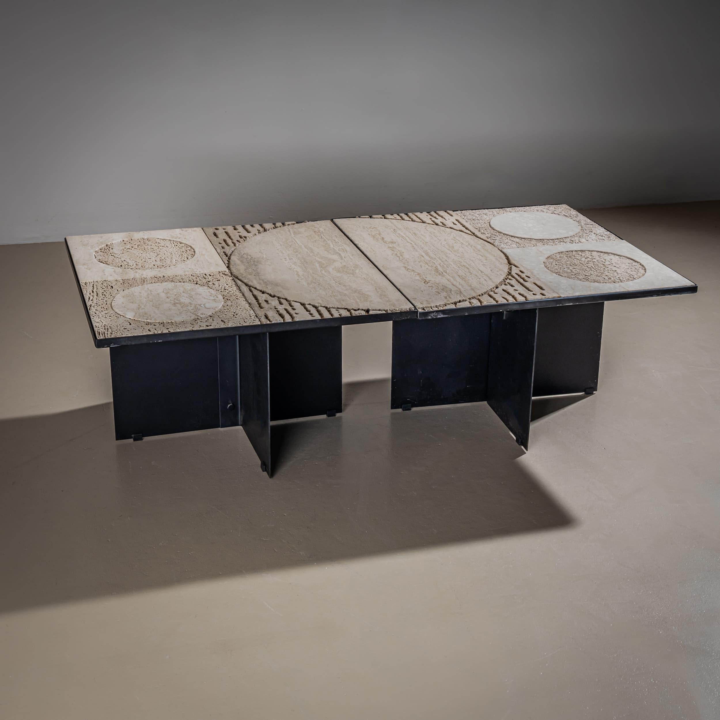 Double Coffee Table attributed to Grupo NP2, Nerone e Patuzzi For Sale 3