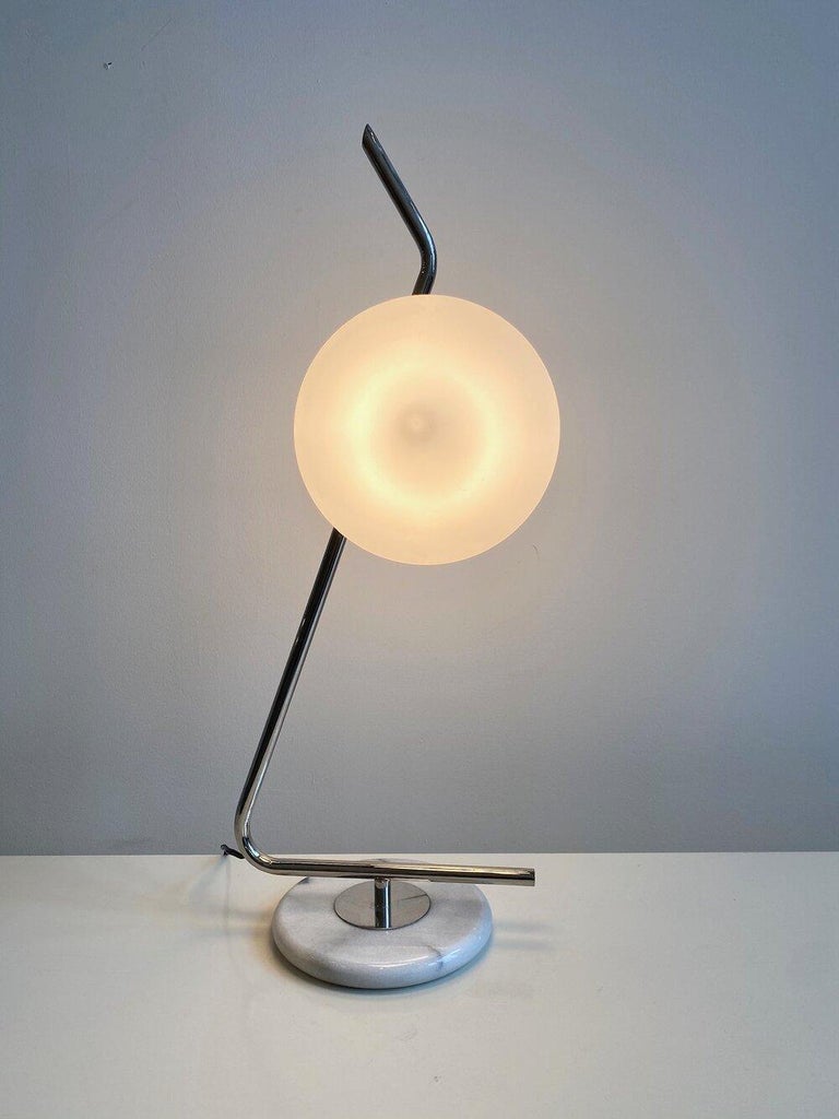 Double Cone Arlus Lunel Table Lamp in Metal with Marble Base For Sale 2
