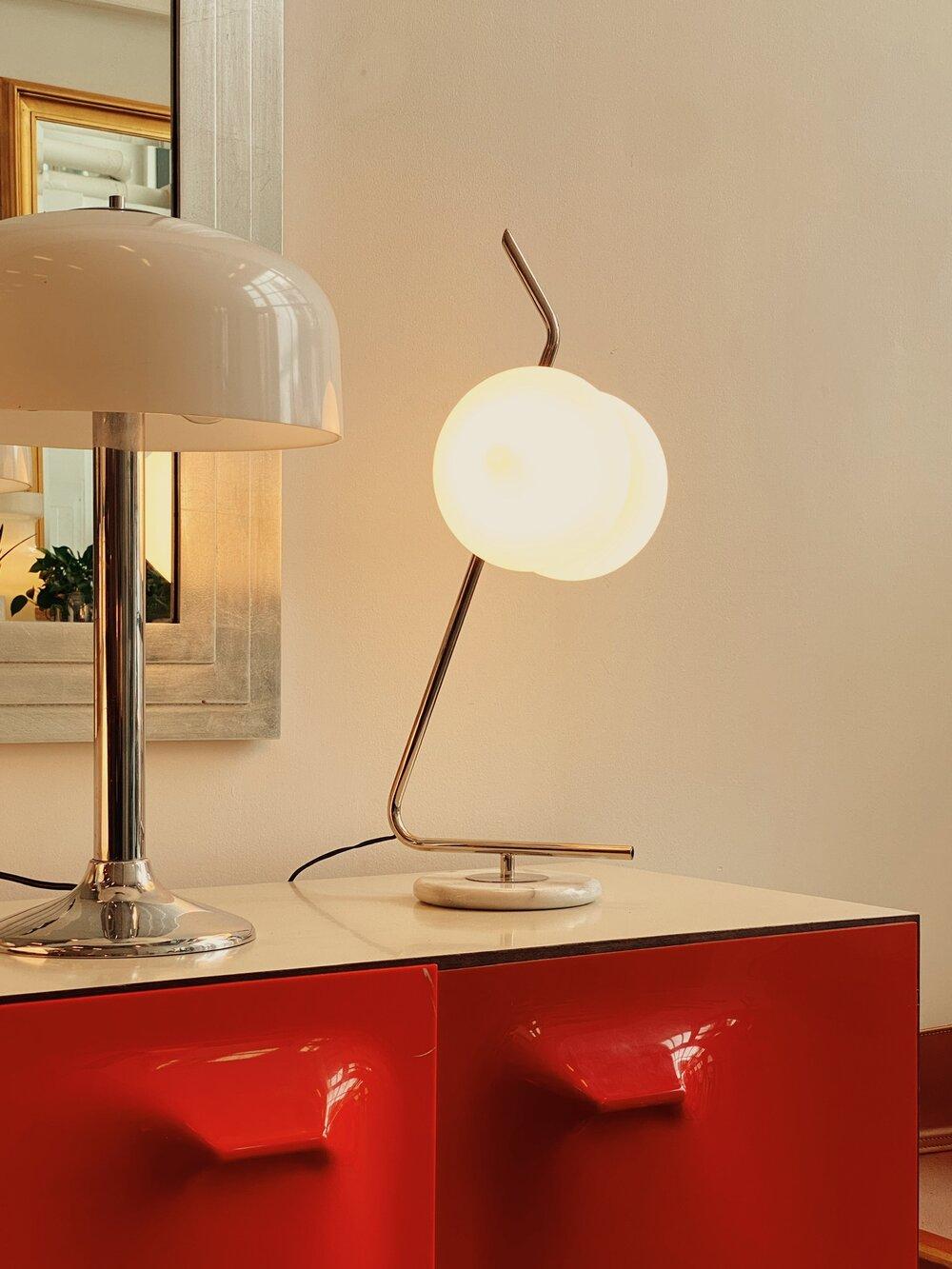 Double Cone Arlus Lunel Table Lamp in Metal with Marble Base 4