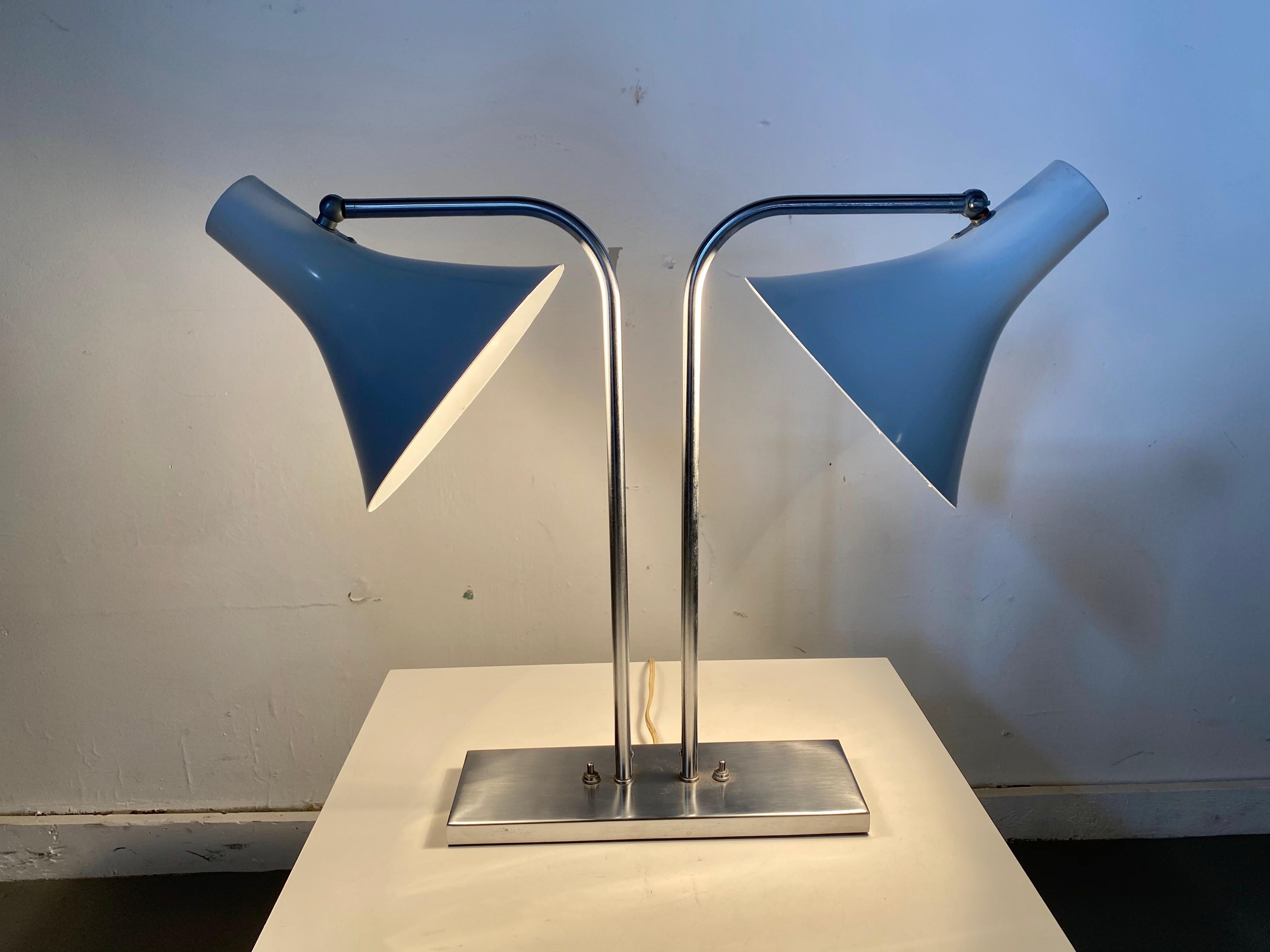 Mid-Century Modern Double Cone Desk Lamp by Greta Von Nessen for Nessen Studios