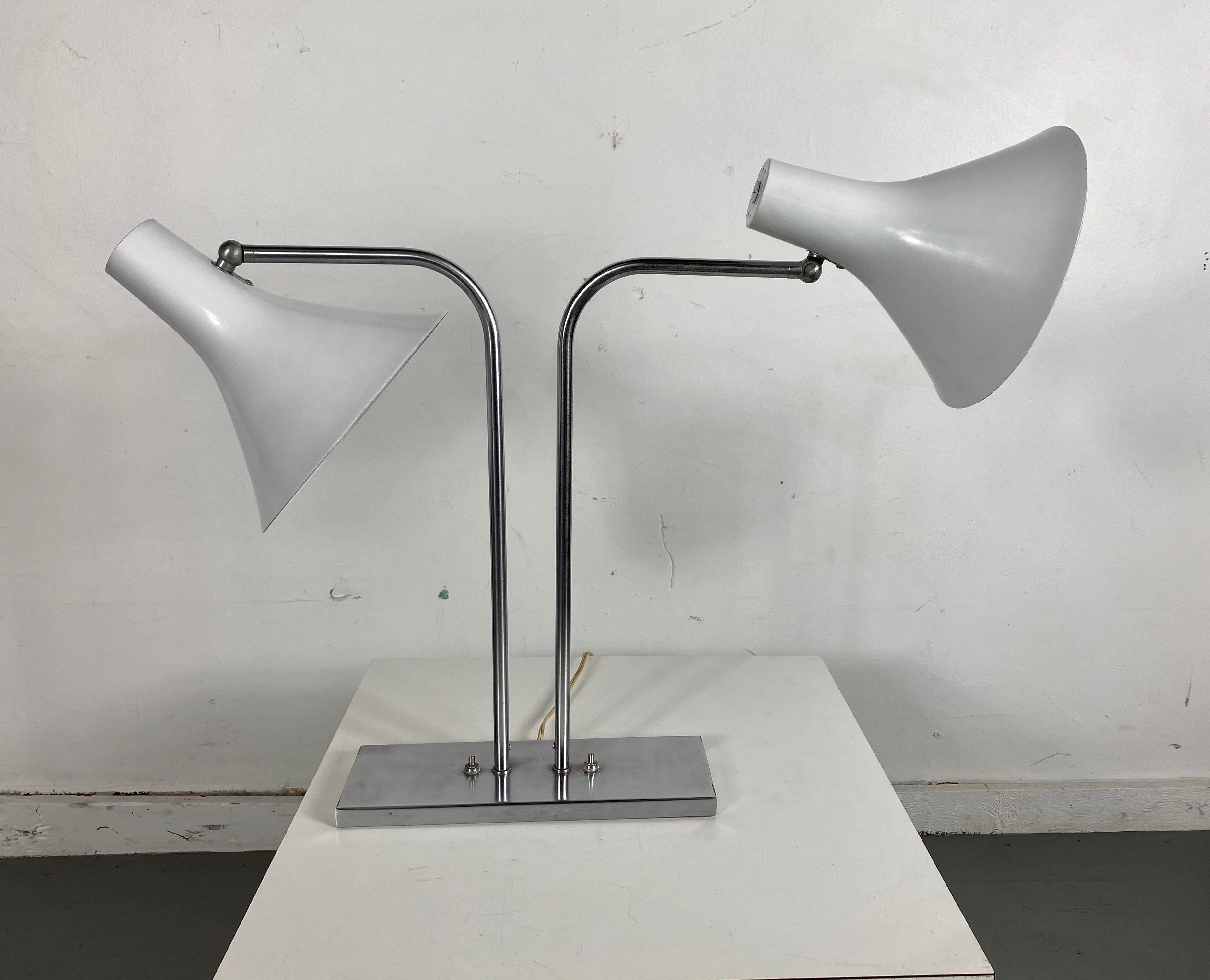 Metal Double Cone Desk Lamp by Greta Von Nessen for Nessen Studios