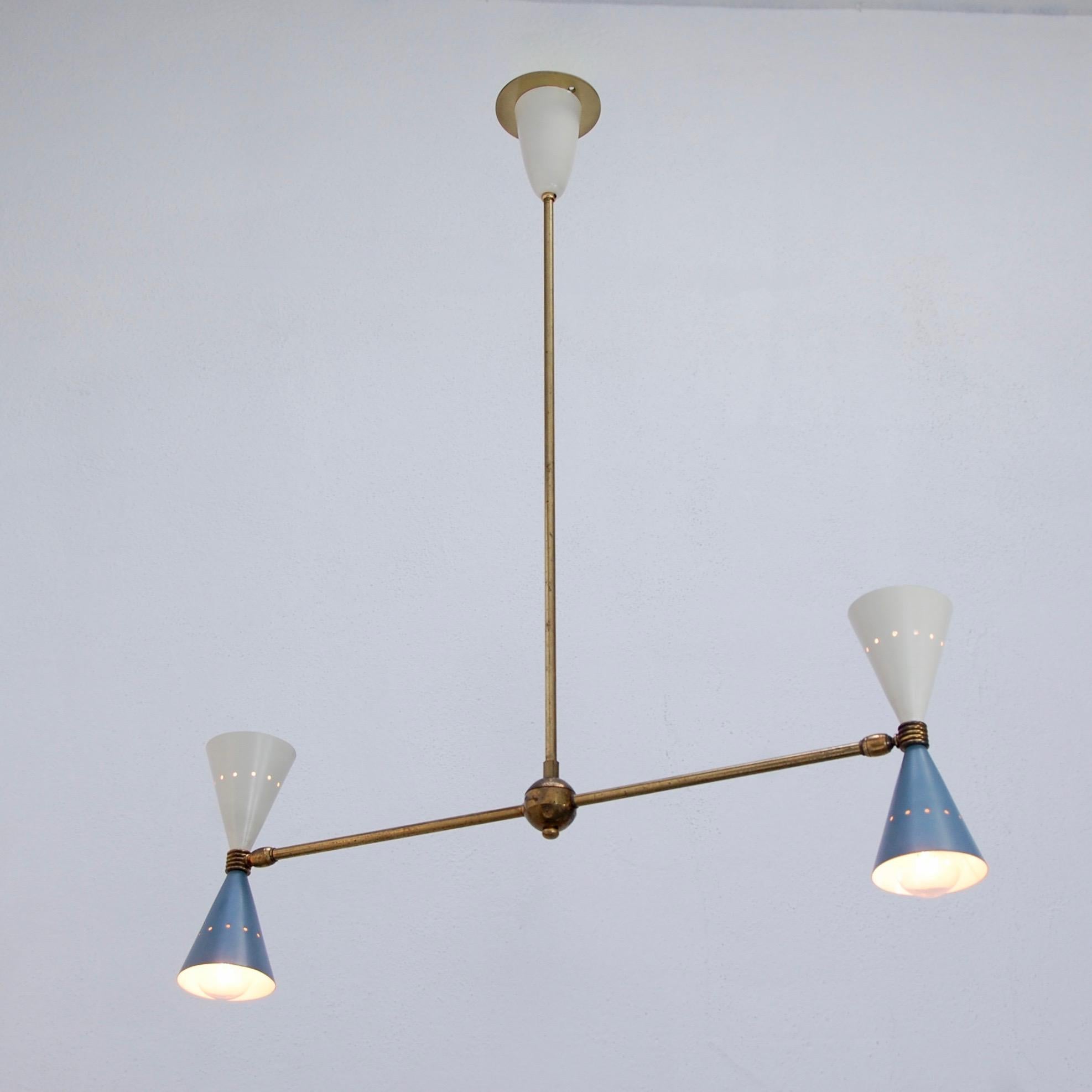 Double Cone Pendant Chandelier In Good Condition In Los Angeles, CA