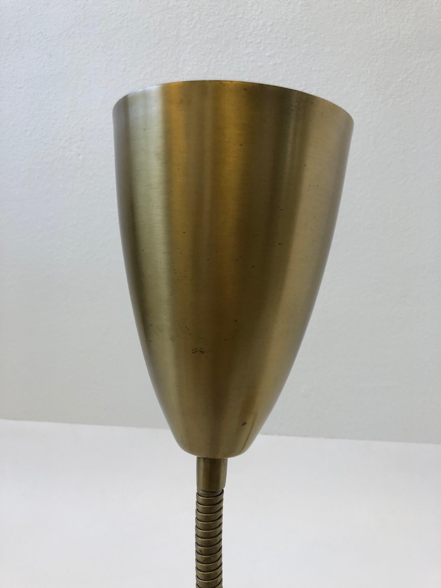 American Double Cone Satin Brass Gooseneck Table Lamp