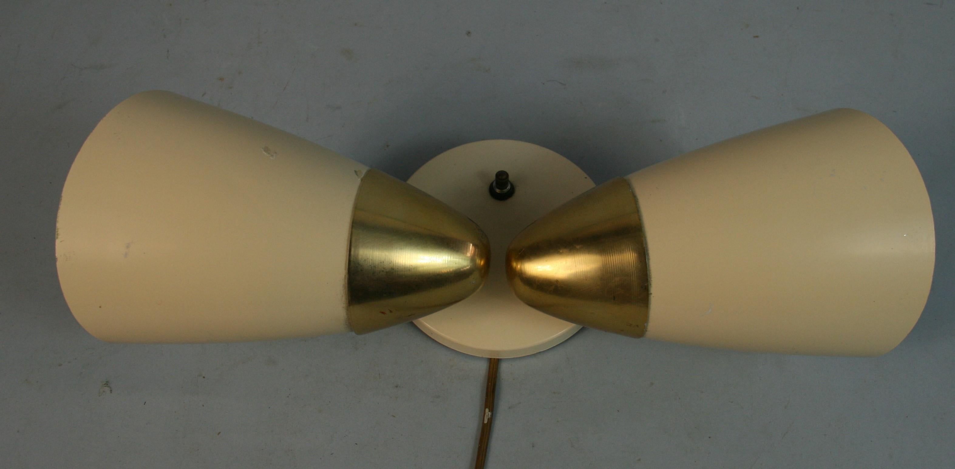 Mid-20th Century Double Cone Swivel Wall sconce  For Sale