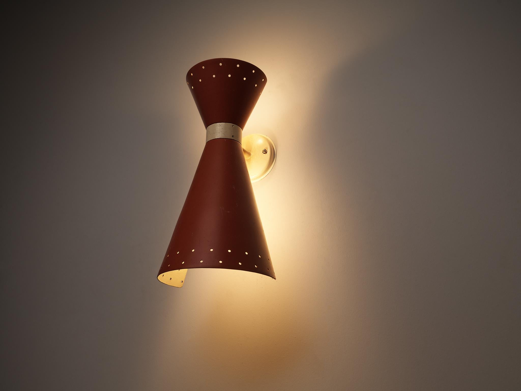 Double Cone Wall Light in Red Coated Aluminum  2
