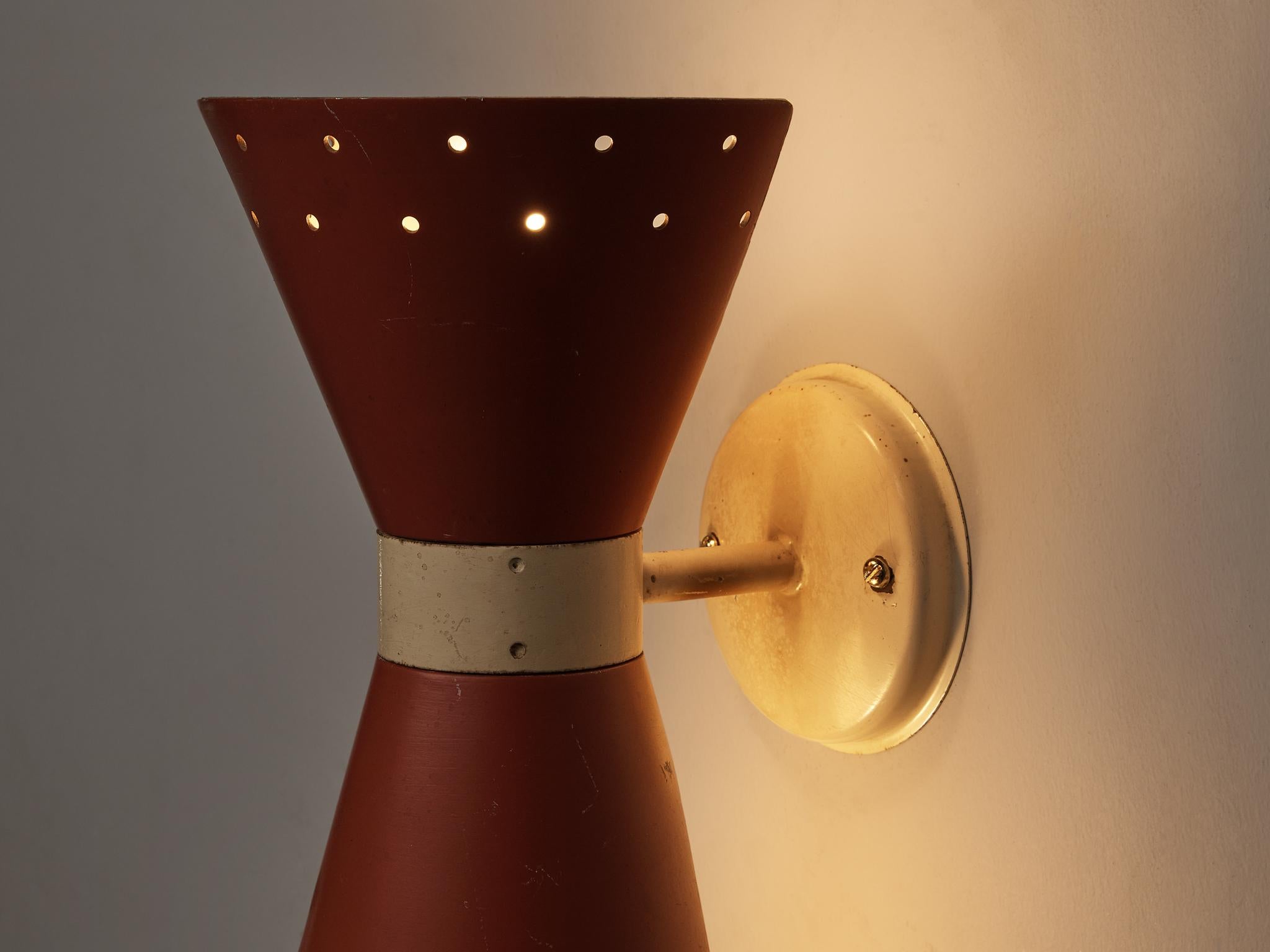 Double Cone Wall Light in Red Coated Aluminum  3