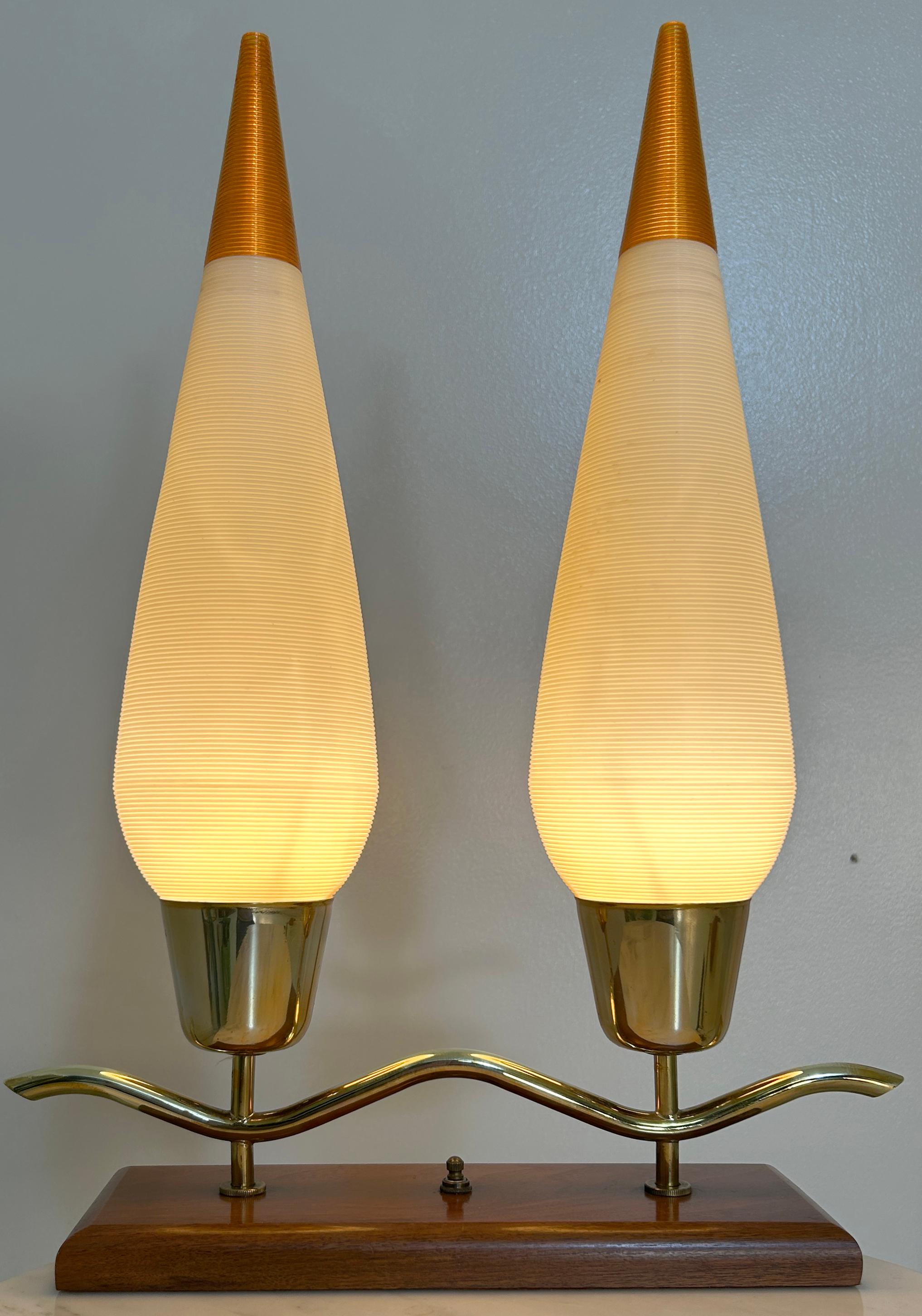 20th Century Double coned Rotaflex Mantel or Credenza Lamp For Sale