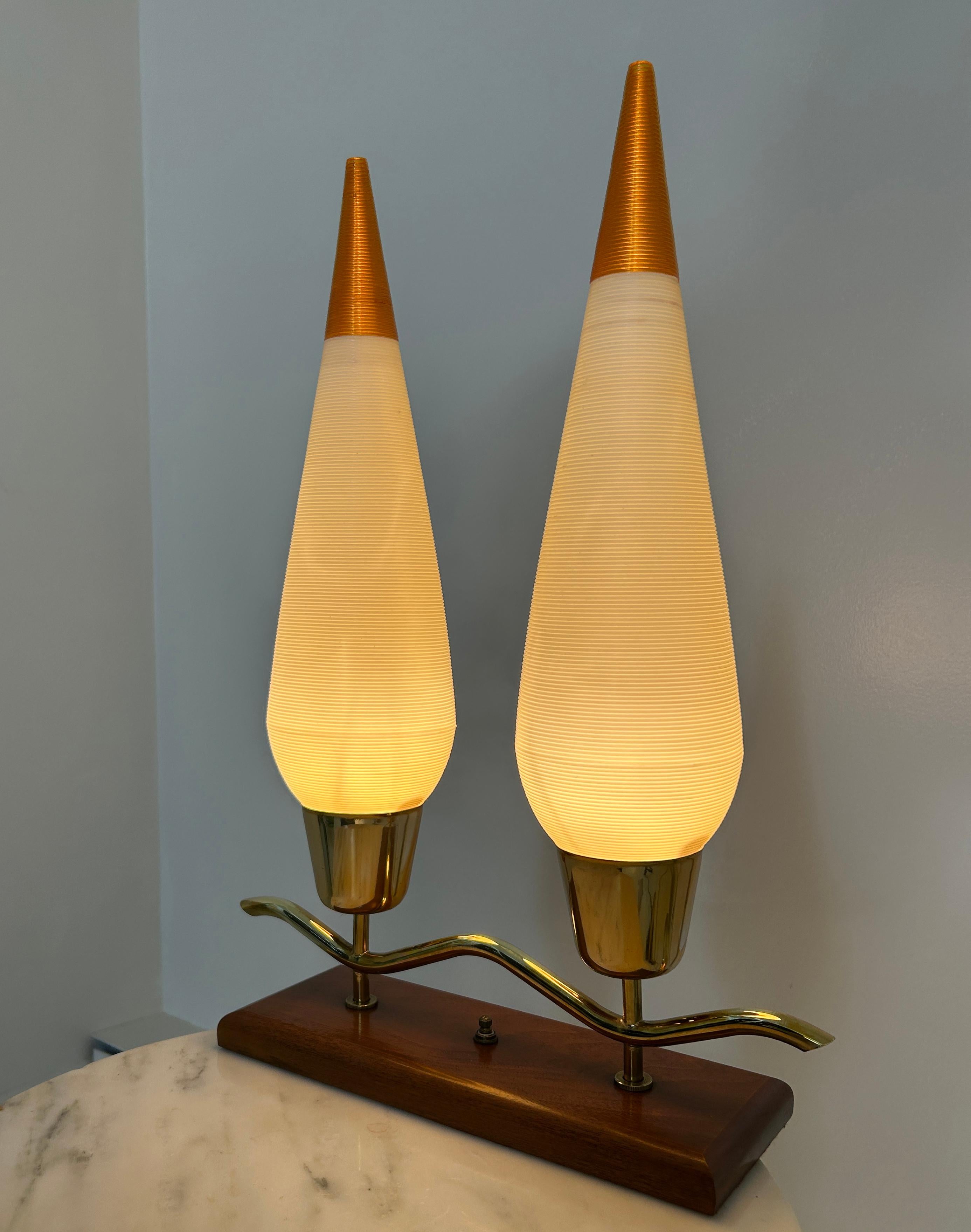 Brass Double coned Rotaflex Mantel or Credenza Lamp For Sale