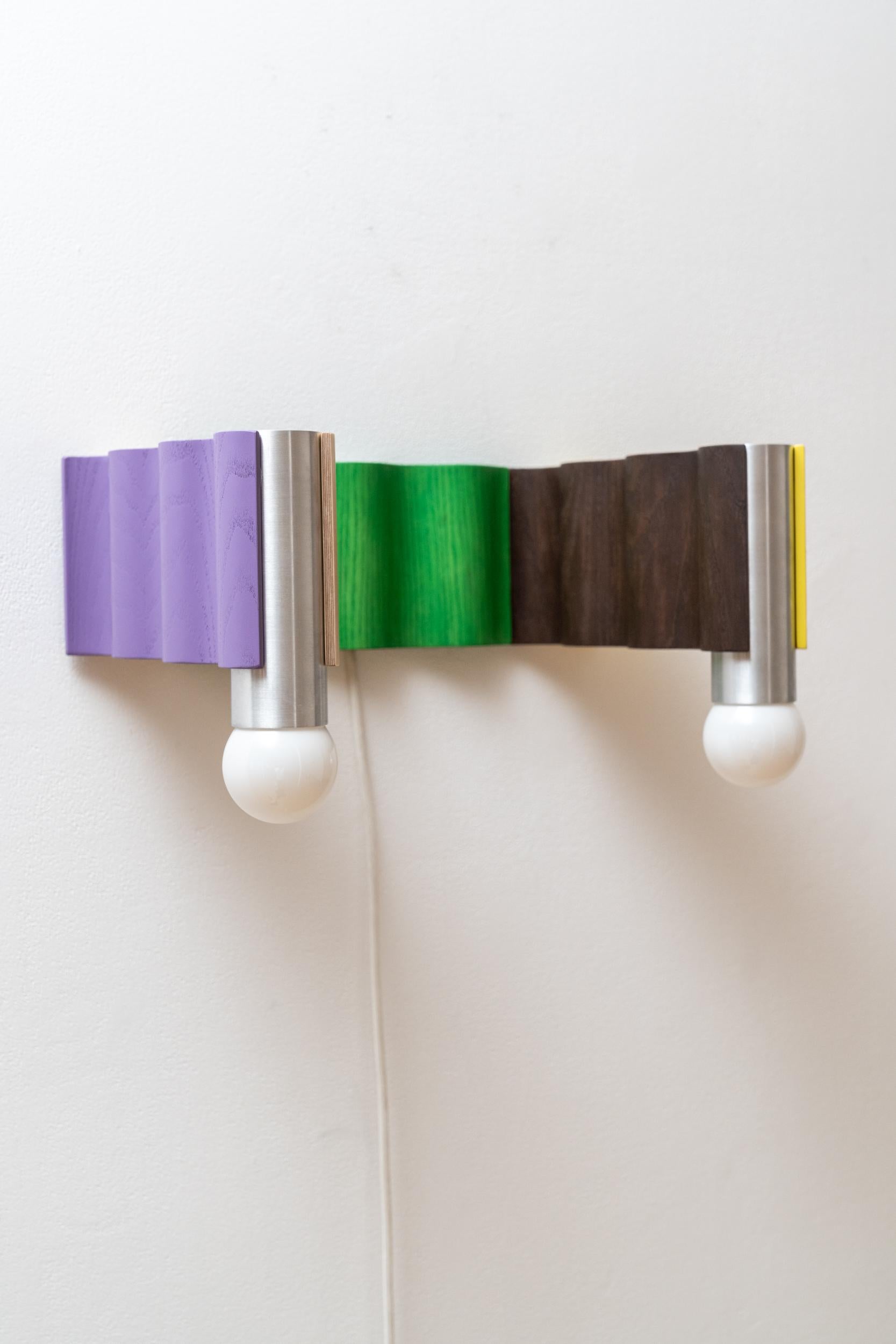 Double Corrugation Sconce / Wall Light in Multiple Colours and Brushed Aluminium For Sale 13