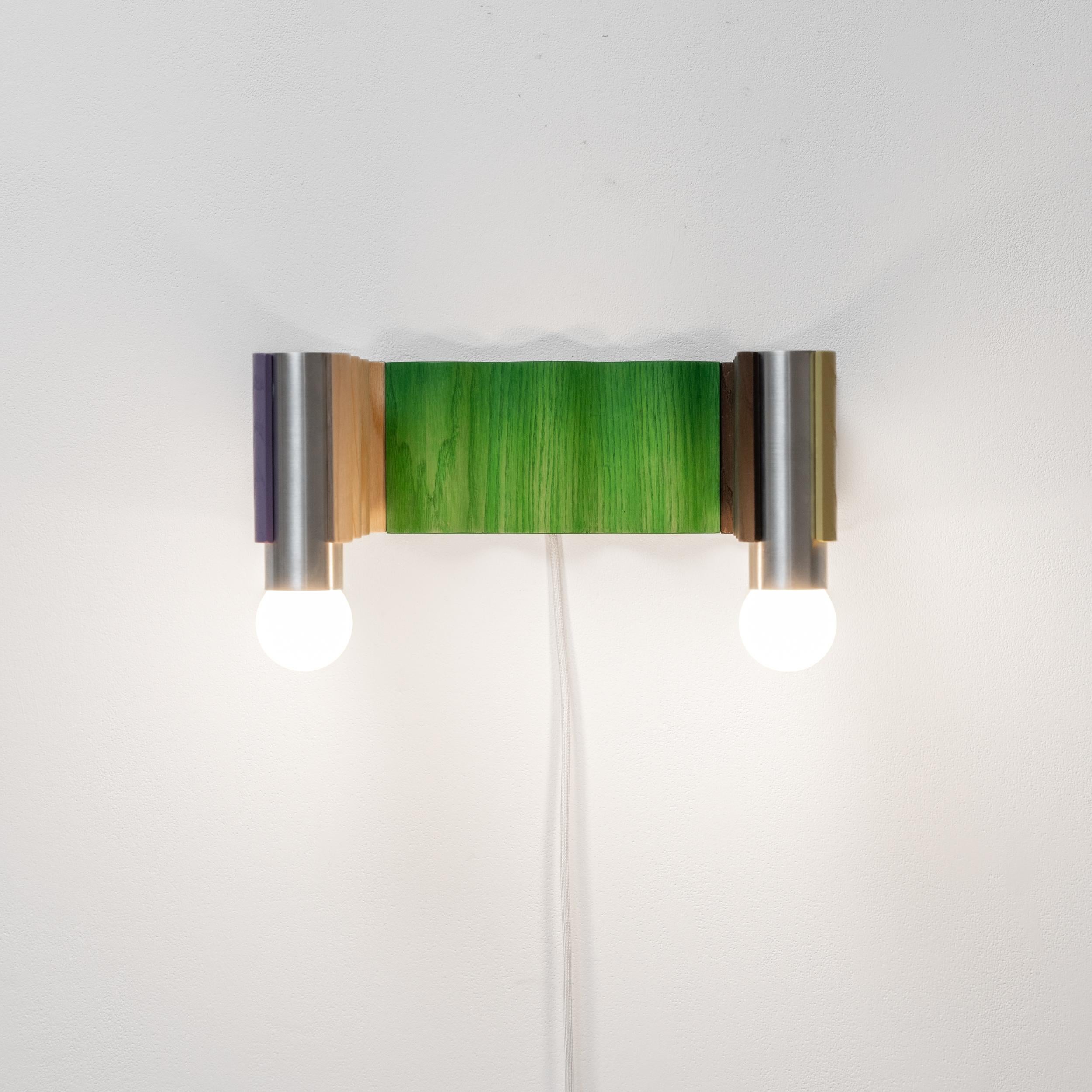 Post-Modern Double Corrugation Sconce / Wall Light in Multiple Colours and Brushed Aluminium For Sale