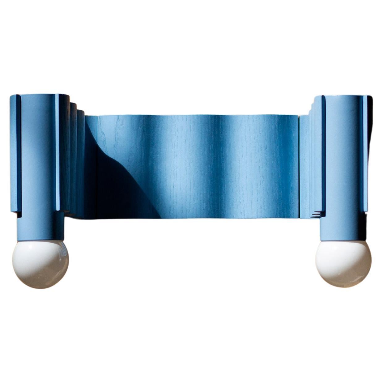 Double Corrugation Sconce / Wall Light in Pastel Blue For Sale