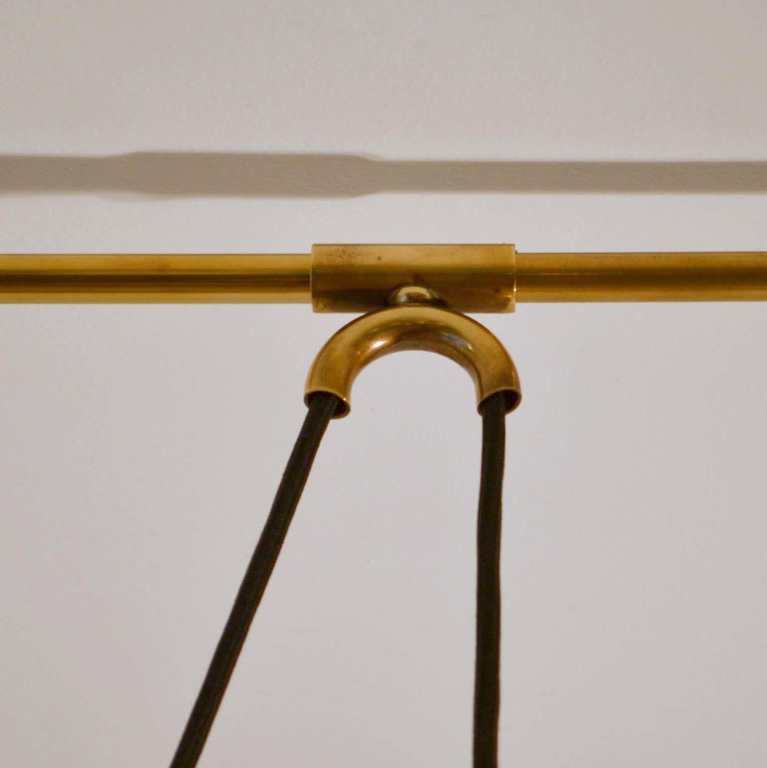 Double Counterbalance Pendant Lamps Onos 40 in Brass by Florian Schulz, 1970s 4