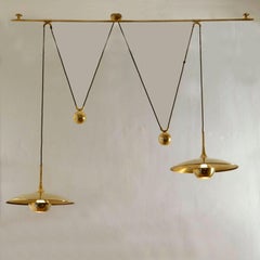 Double Counterbalance Pendant Lamps Onos 40 in Brass by Florian Schulz, 1970s