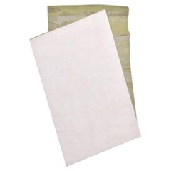 "Double Crease Green" Contemporary Area Rug in Himalayan Wool and Chinese Silk