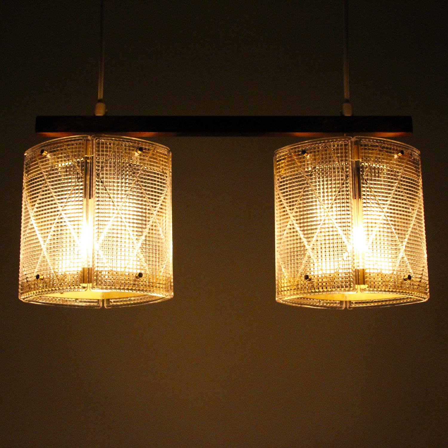 Swedish Double Crystal Light Fixture by Eriksmålaglas in the 1950s