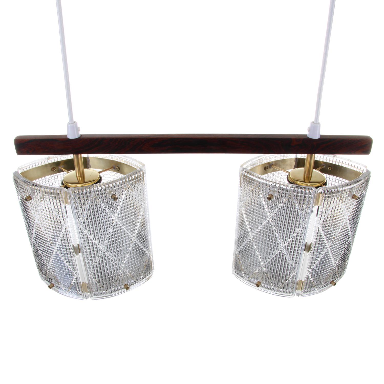 Polished Double Crystal Light Fixture by Eriksmålaglas in the 1950s