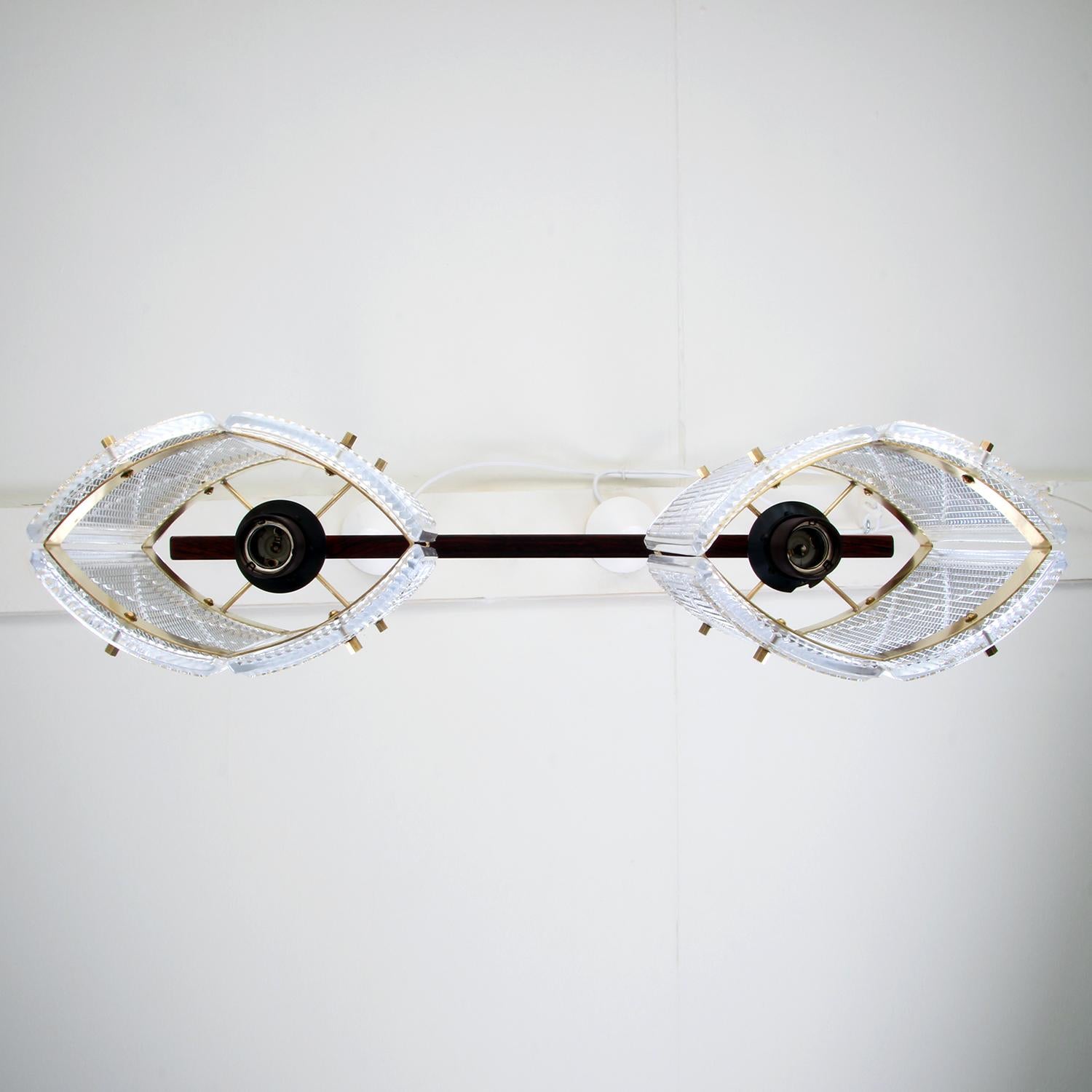 Mid-20th Century Double Crystal Light Fixture by Eriksmålaglas in the 1950s