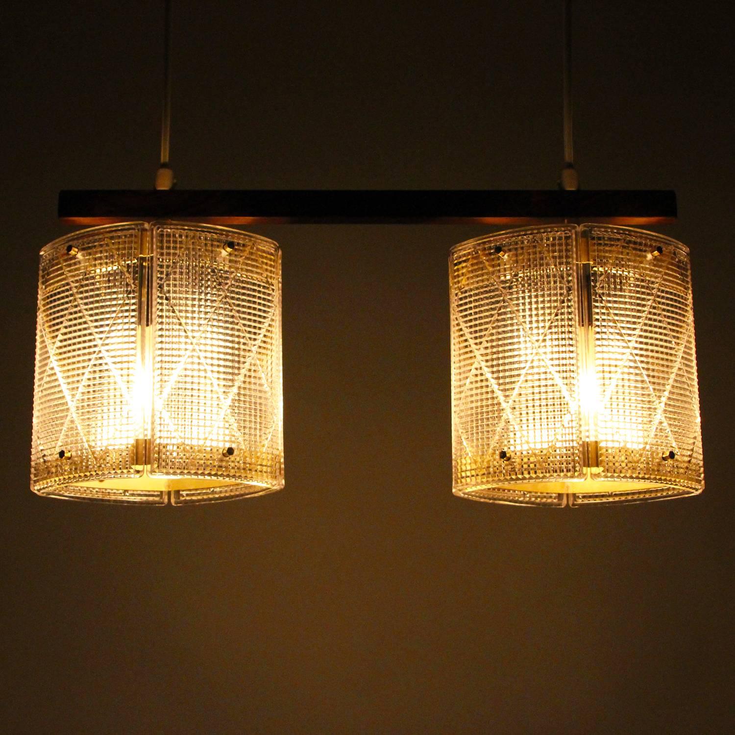 Polished Double Crystal Light Fixture by Eriksmålaglas, 1950s, Scandinavian Crystal Light For Sale