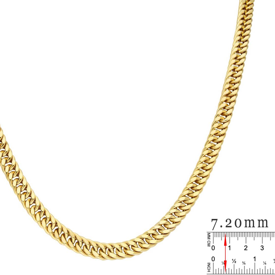 Double Cuban Link Chain Necklace, 14K Yellow Gold, 26.60Gr. In New Condition For Sale In New York, NY