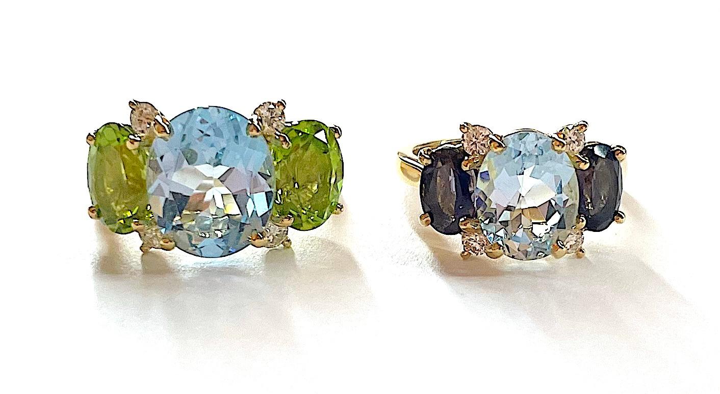 Gelbgold-Ohrringe mit doppeltem Kissenschliff, grünem Granat, Stein und Diamant im Angebot 15