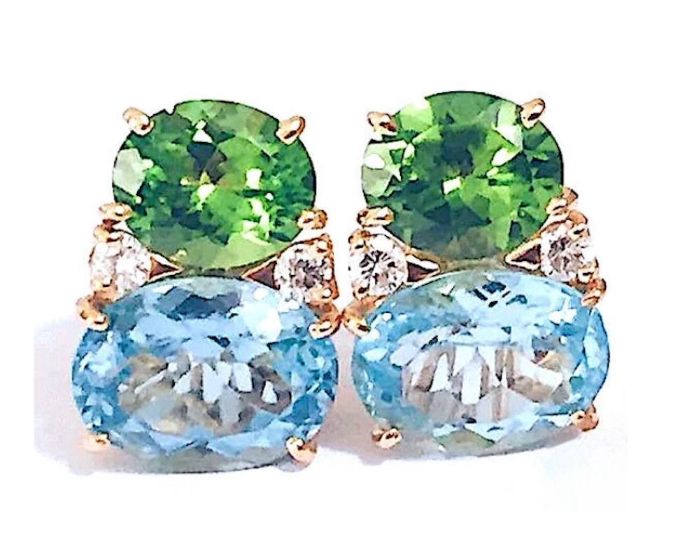 Double Cushion Pink and Blue Topaz Stone Diamond Yellow Gold Earrings For Sale 5