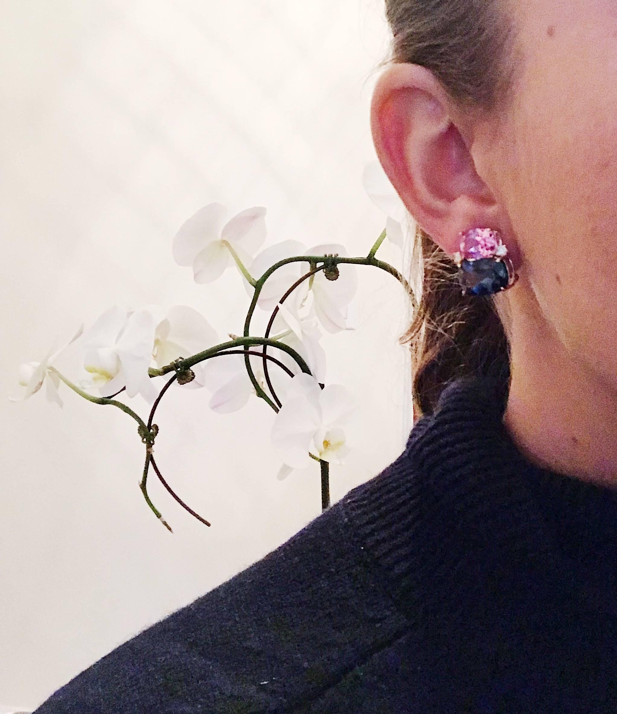 dark pink stone earrings