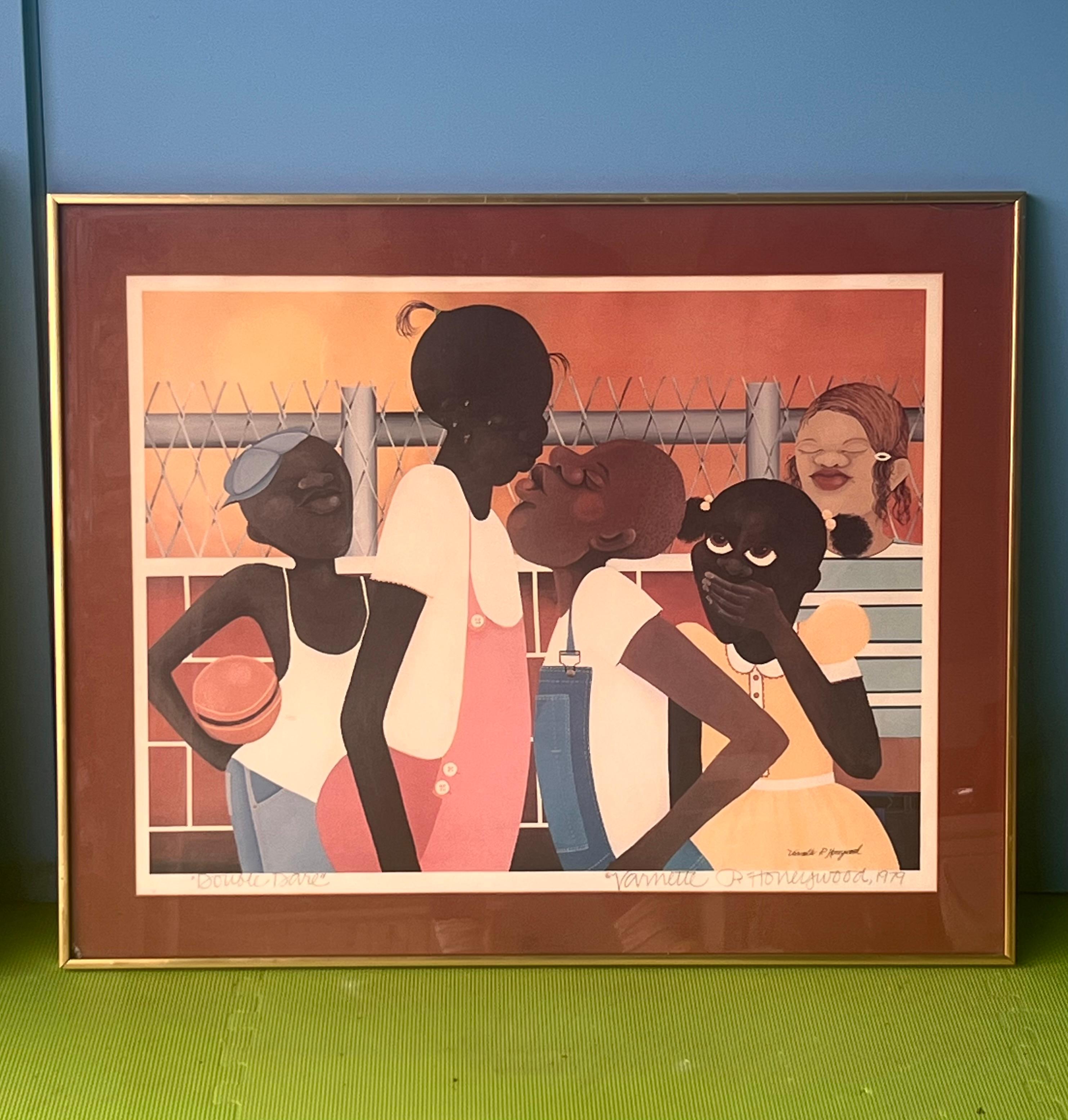 Double Dare: a framed original print by Varnette P. Honeywood, signed, 1979 5