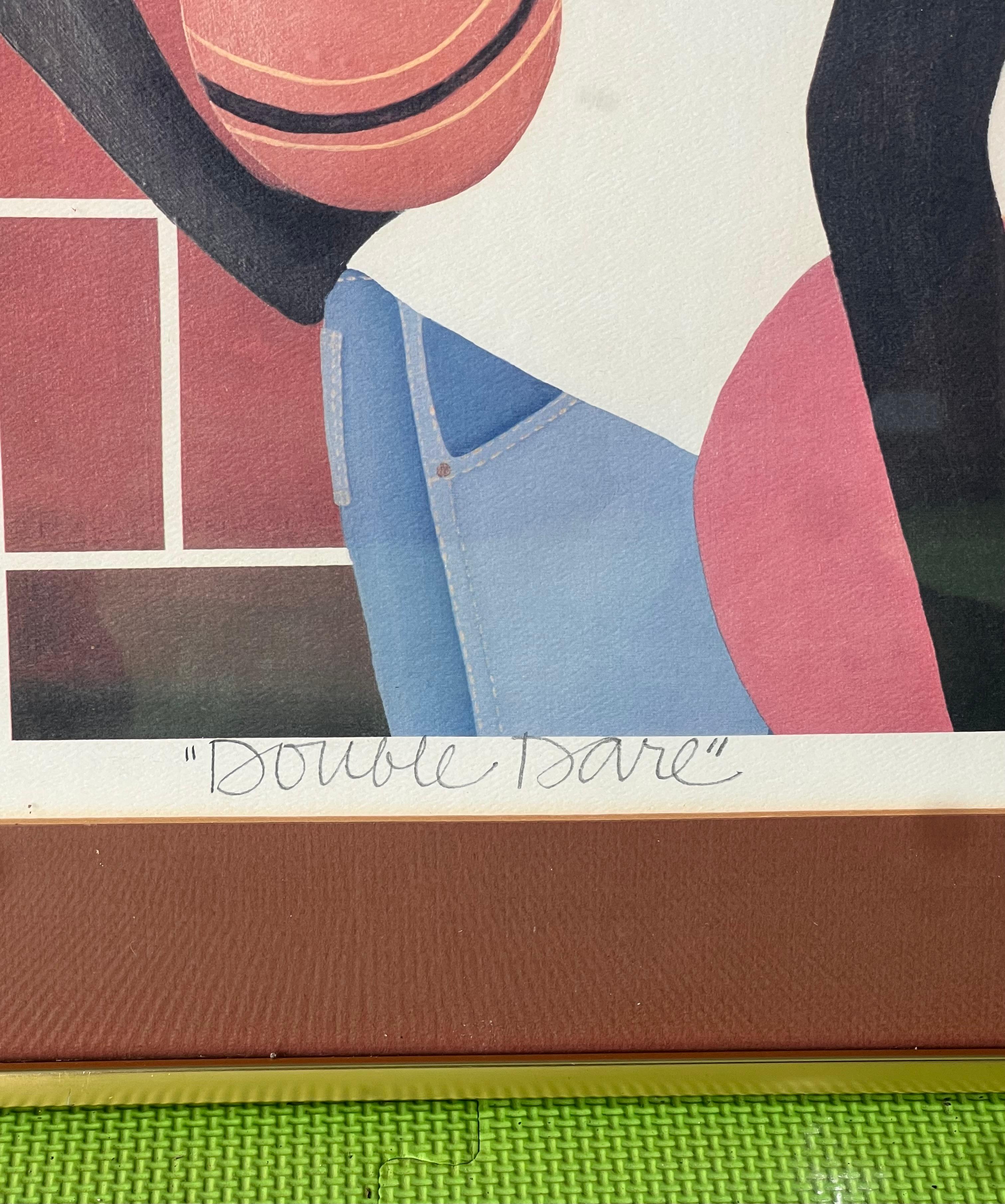 Late 20th Century Double Dare: a framed original print by Varnette P. Honeywood, signed, 1979