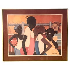 Double Dare: a framed original print by Varnette P. Honeywood, signed, 1979