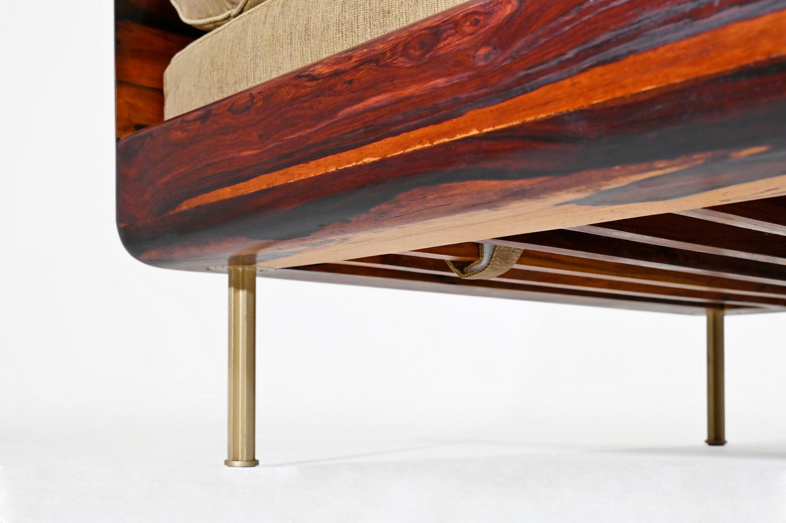 Double Daybed Reclaimed Hardwood & Solid Brass Bases by P. Tendercool (In stock) For Sale 5