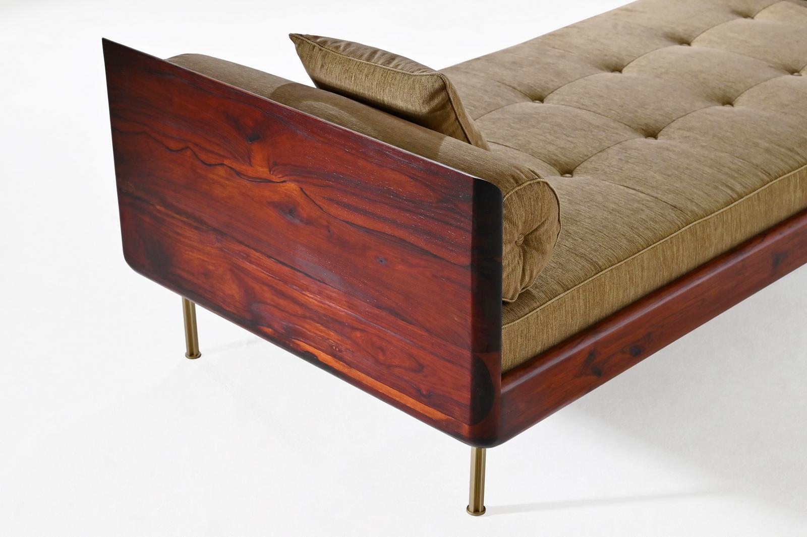Thai Double Daybed Reclaimed Hardwood & Solid Brass Bases by P. Tendercool (In stock) For Sale