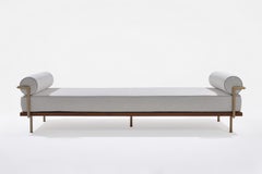 Double Daybed Reclaimed Hardwood & Solid Brass Frame by P. Tendercool (Outdoor)