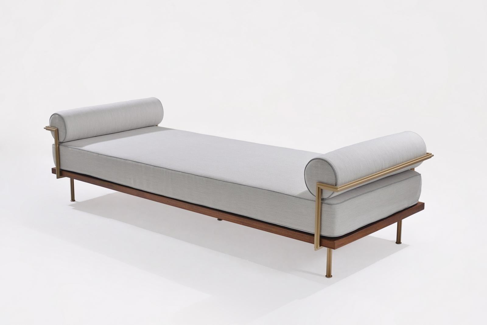 Thai Double Daybed Reclaimed Hardwood & Solid Brass Frame by P. Tendercool (Outdoor) For Sale